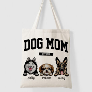 Dog Mom Est Personalized Tote Bag