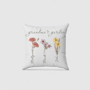 Grandma Mom's Garden Birth Month Flowers Personalized Pillow