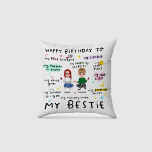 Personalized Happy Birthday To My Bestie Pillow
