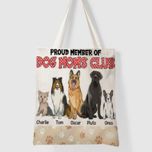 Proud Member Of Dog Moms Club Paw Print Dot Pattern Custom Gift For Dog Mom Tote Bag